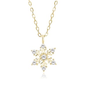 Lănțișor argint placat cu aur galben  fulg de nea cu pietre DiAmanti Z1788NG_W-DIA (Argint 925‰ 1,7 g.) Lănțișor argint placat cu aur galben  fulg de nea cu pietre DiAmanti Z1788NG_W-DIA (Argint 925‰ 1,7 g.)